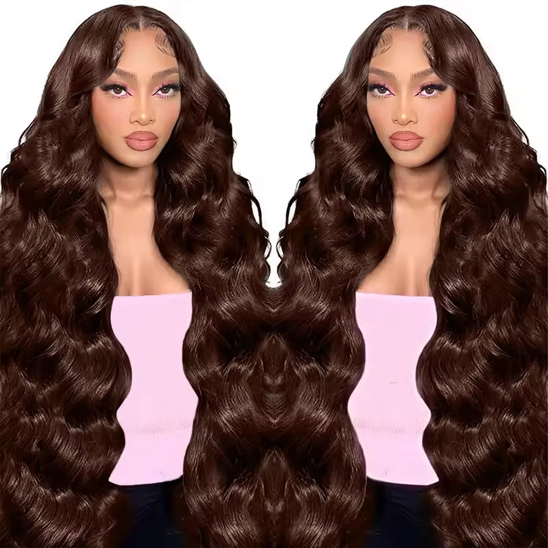 Wig Human Hair Lace Front Wig 13x4 High-Definition Brown Lace Front
