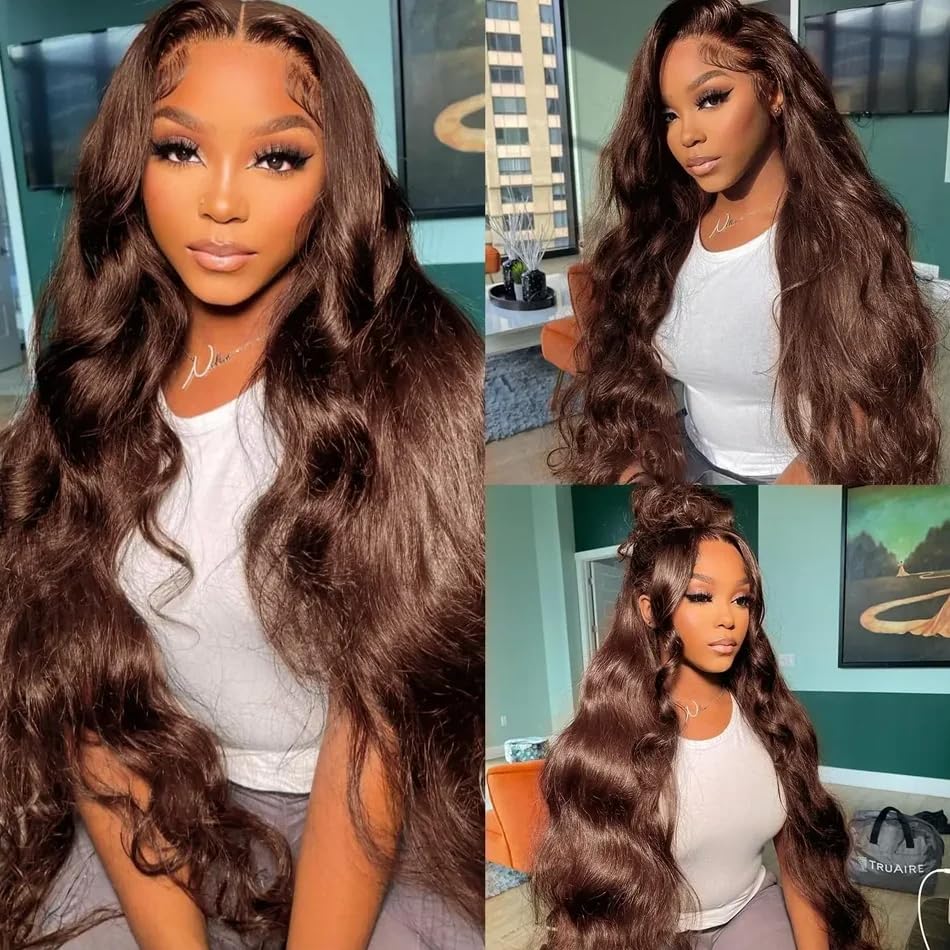 Chocolate Brown 13x4 Lace Front Wig Human Hair Color 4 Body Wave