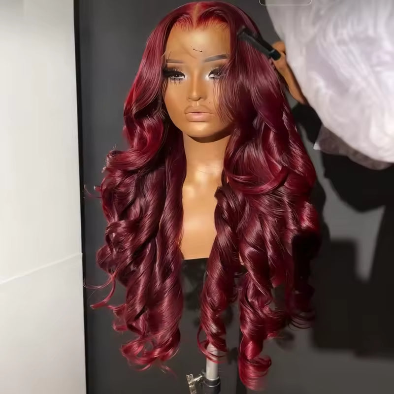 Body Wave Human Hair Wig 13x4 HD Burgundy Lace Front Wig Human Hair