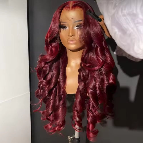 Body Wave Human Hair Wig 13x4 HD Burgundy Lace Front Wig Human Hair