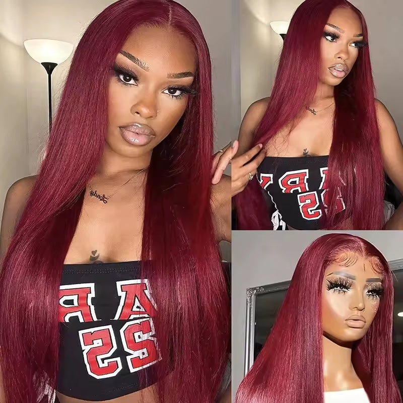 Body Wave Human Hair Wig 13x4 HD Burgundy Lace Front Wig Human Hair