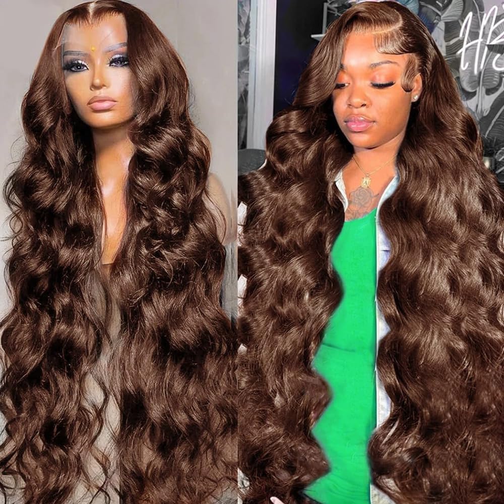 Chocolate Brown 13x4 Lace Front Wig Human Hair Color 4 Body Wave