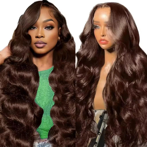 Wig Human Hair Lace Front Wig 13x4 High-Definition Brown Lace Front